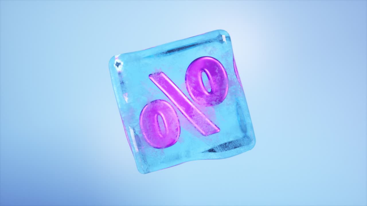 cubo de hielo con signo de porcentaje