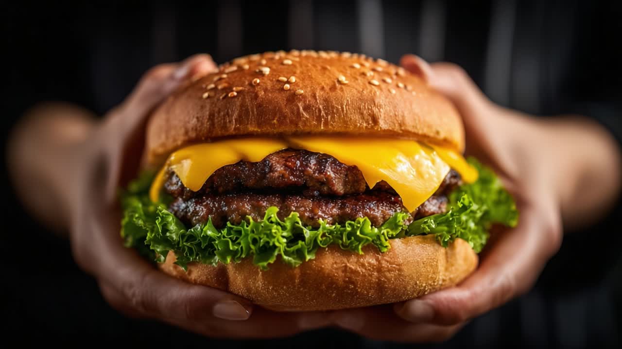A Deliciously Juicy Cheeseburger with Fresh Lettuce and Perfectly Grilled Patties Captured in Two Stunning Frames Highlighting Its Irresistible Appeal