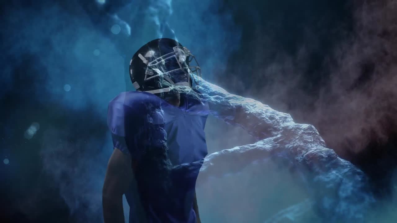 animación de adn sobre un jugador de rugby caucásico