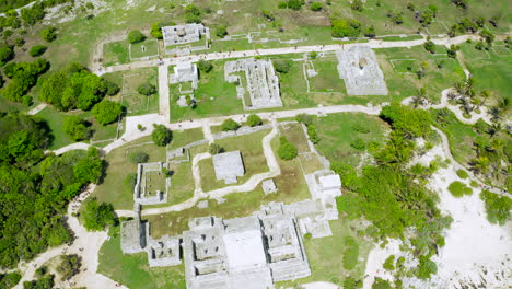mayans ruins of tulum mexico in quintana roo from drone view