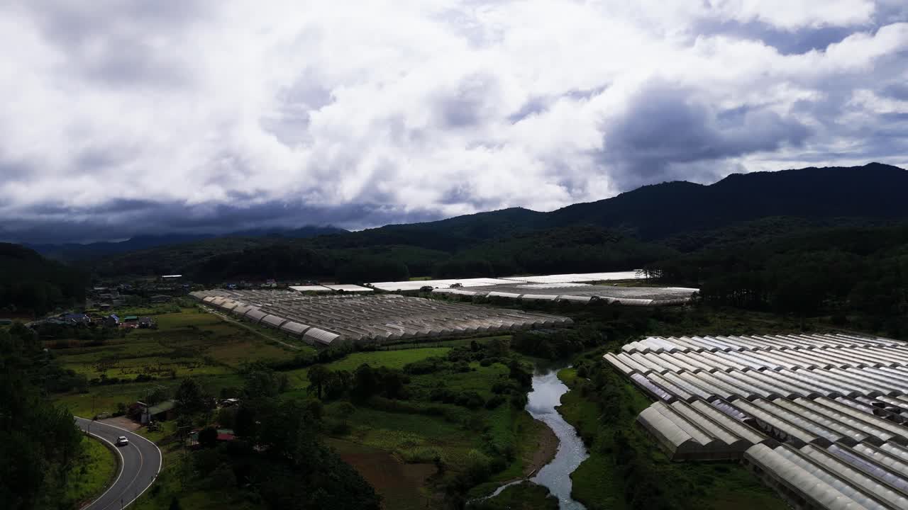 Aerial View Tilt of the River and the Road in Lam Dong