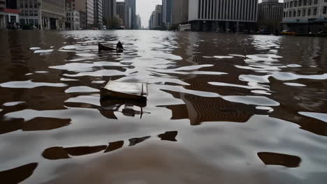 flooded city street with debris