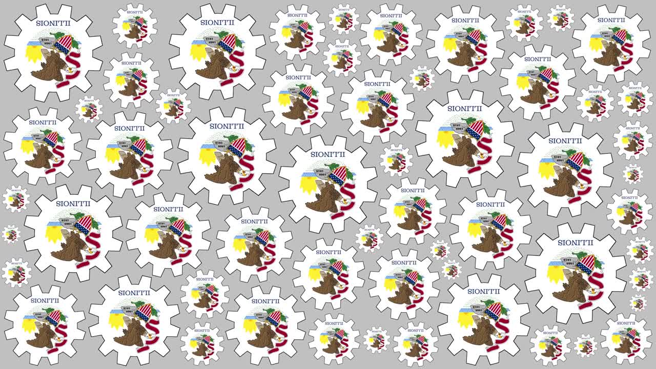 bandera del estado de illinois engranajes de fondo giratorio