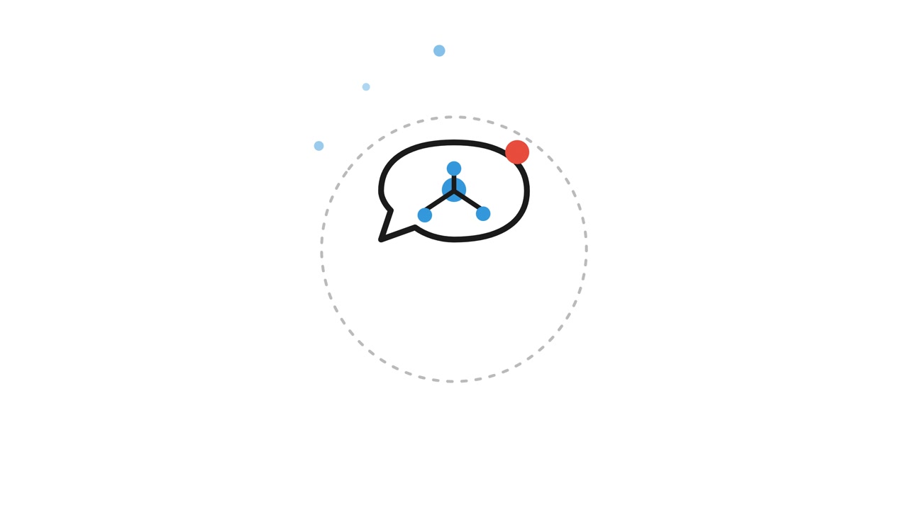 Animated Speech Bubble Icon with Network Node Symbol