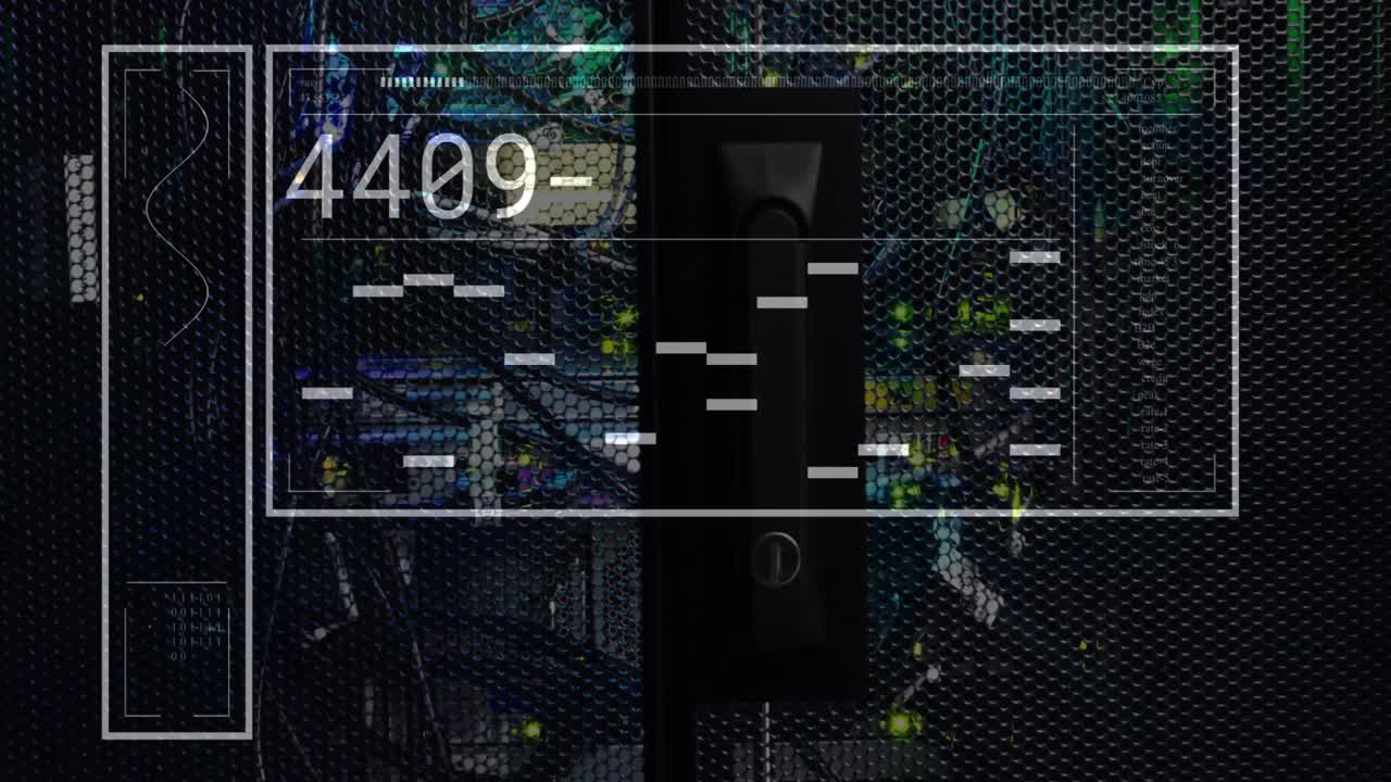 Signal launching transparent UI overlay on server updating codes with glitch bars for live monitor