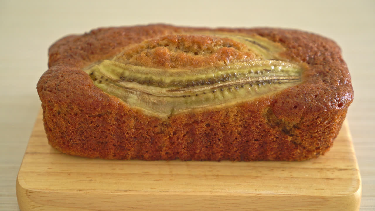 banana cake on wood board