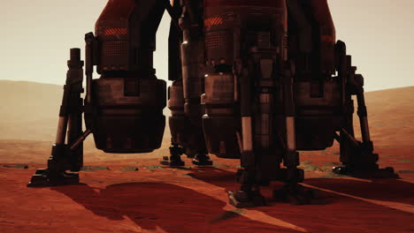 exploring a martian base with advanced landing gear on the surface