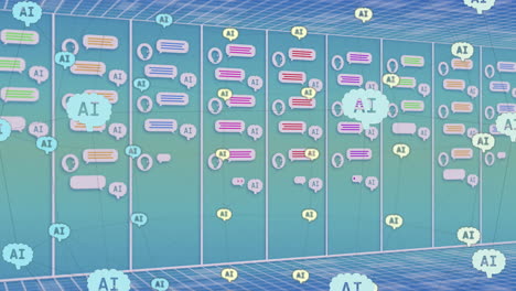 animación del procesamiento de datos sobre el fondo del servidor de computadora