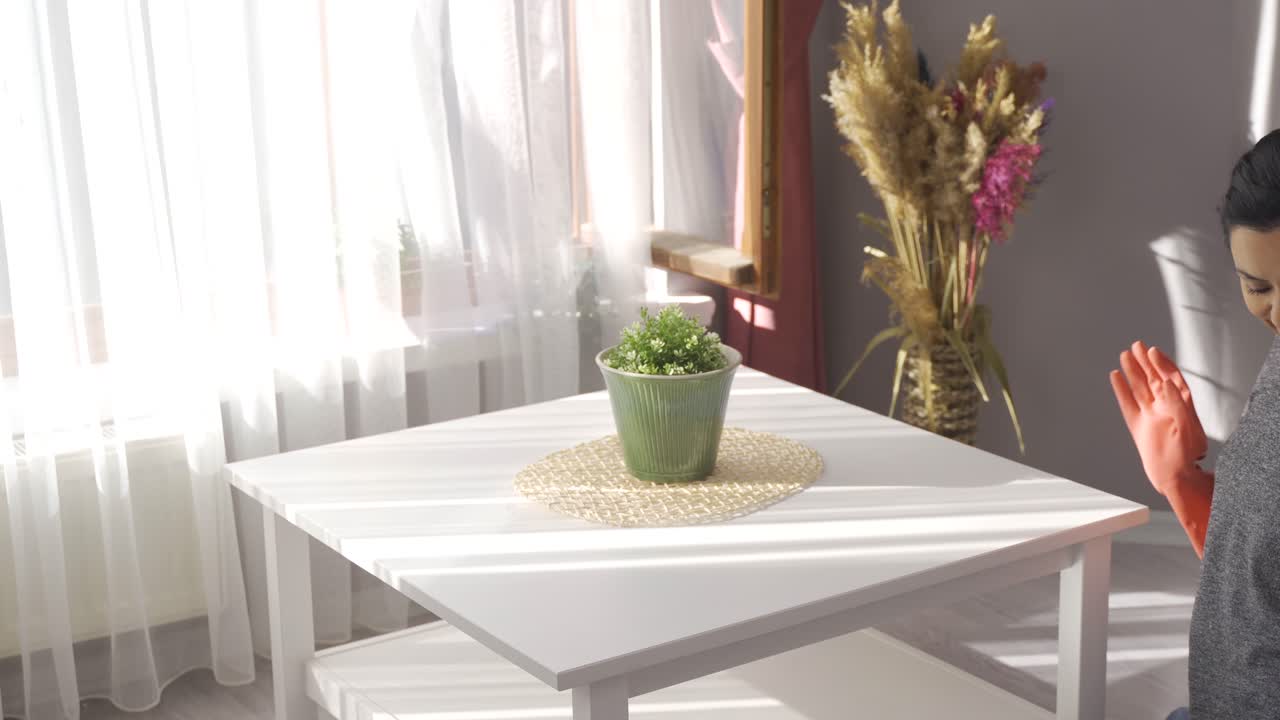 la mujer de la limpieza divertida.