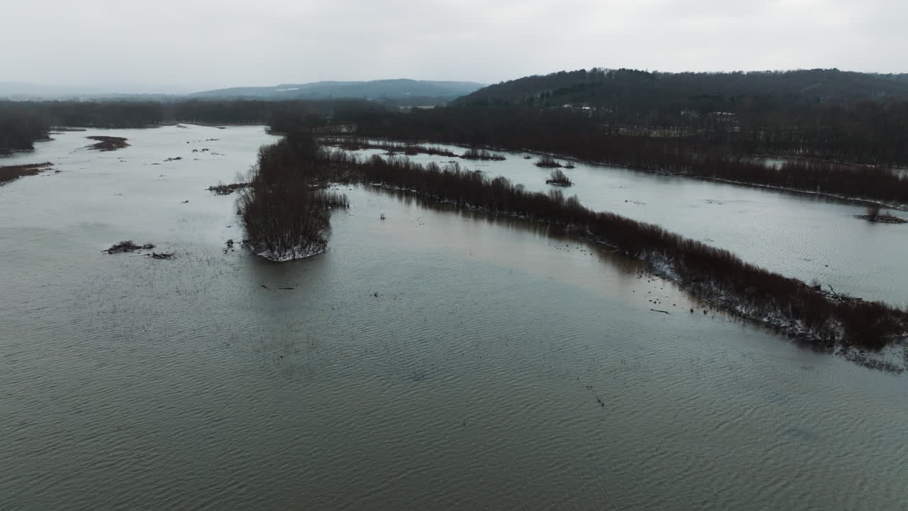 Overcast Sky Over Lake Sequoyah During Winter In Arkansas, United States