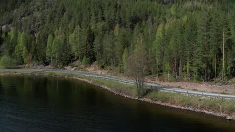 ciclista de carretera montando en la hermosa naturaleza en noruega
