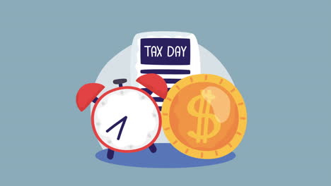 tax day animation with receipt and alarm clock