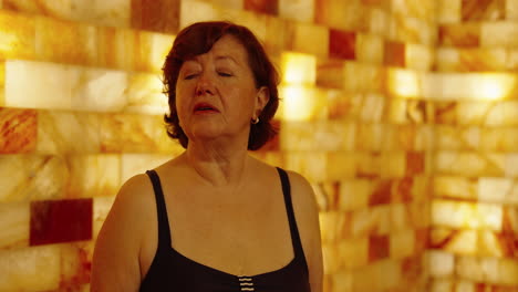 senior woman in a salt room