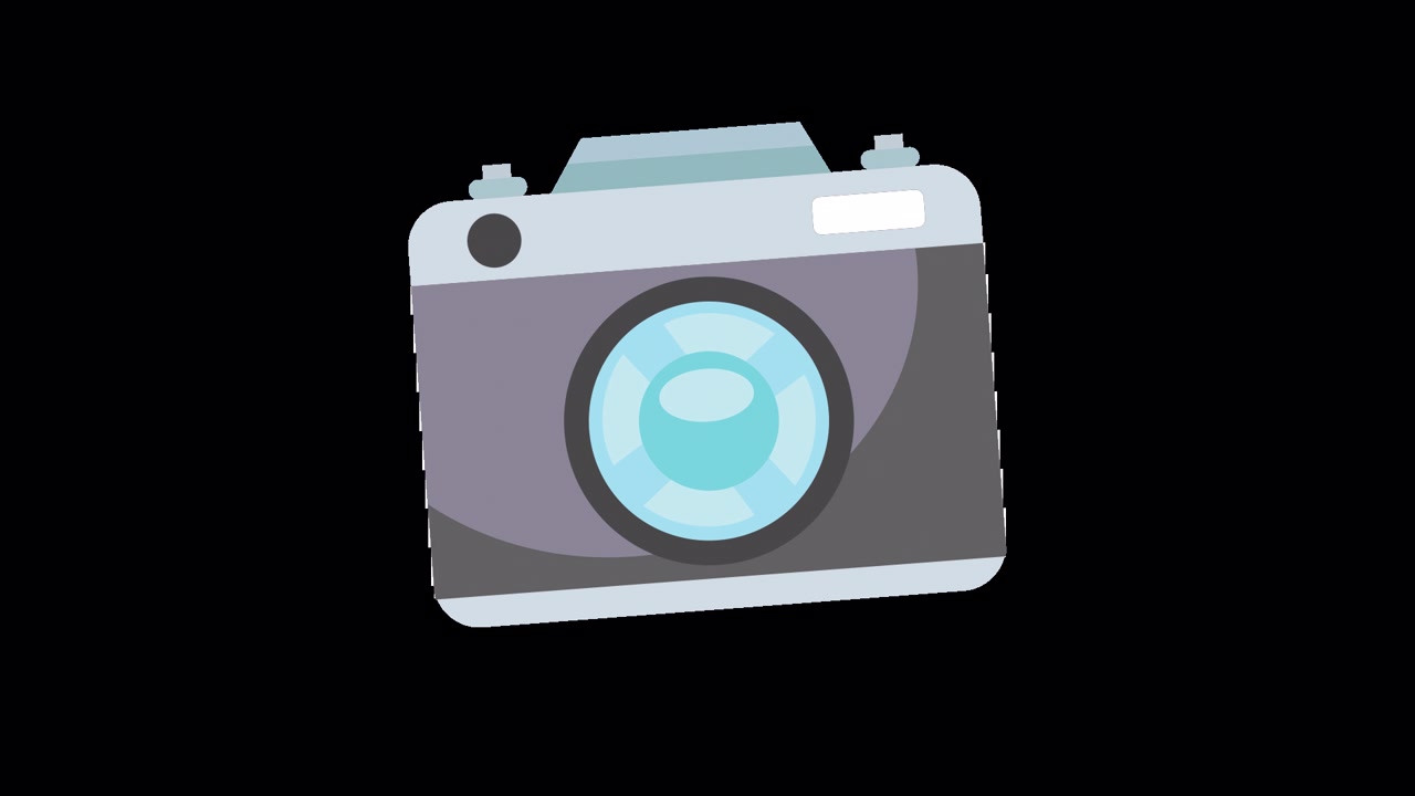 Animated Camera Icon Zooming In and Out on Black Background