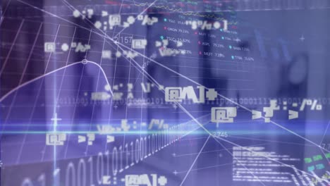 animación del procesamiento de datos y codificación binaria en la oficina.