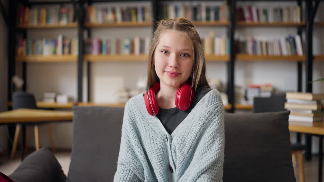Teenage Girl in Library