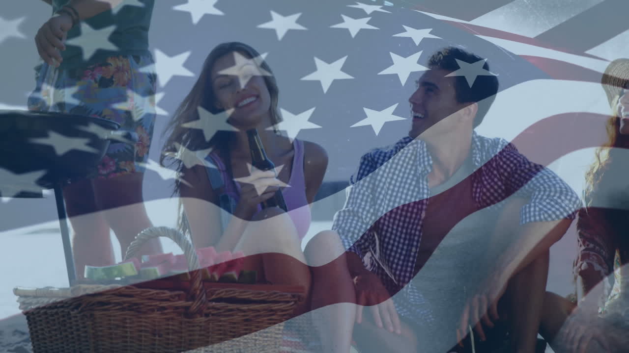 grupo de amigos que tienen una cerveza y una barbacoa