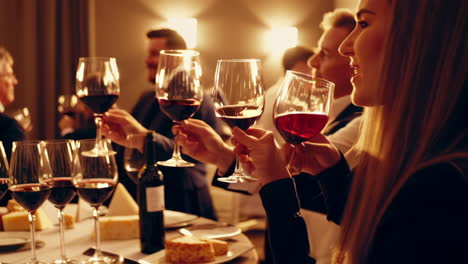 dinner party toasting wine