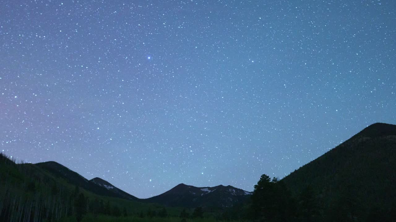 アリゾナ州ハンフリーズ ピークの日の出までの星の夜空の聖杯のタイムラプス