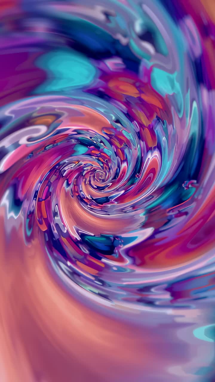 Vertical video: On play spiral vortex rotating across tall screen with color bands for wallpaper