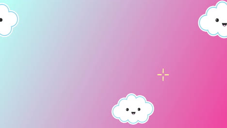 smiling cloud and sparkles animation over pastel gradient background