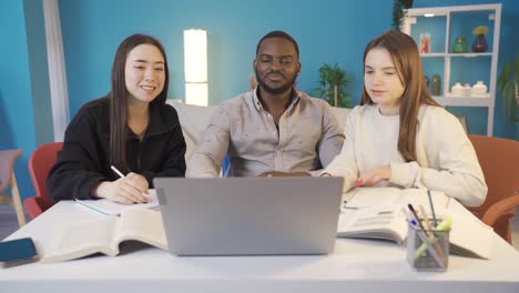multiethnic group of friends. online education.