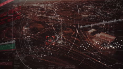 animation of network of connections over cityscape