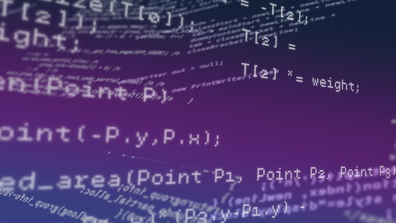 Animation of data processing on violet background