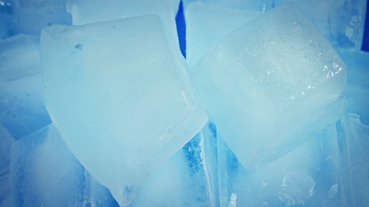 Close-up of Refreshing Blue Ice Cubes