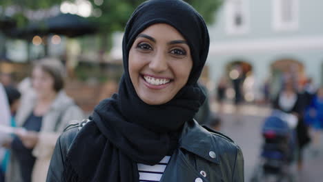 portrait of young beautiful middle eastern woman smiling happy enjoying lifestyle