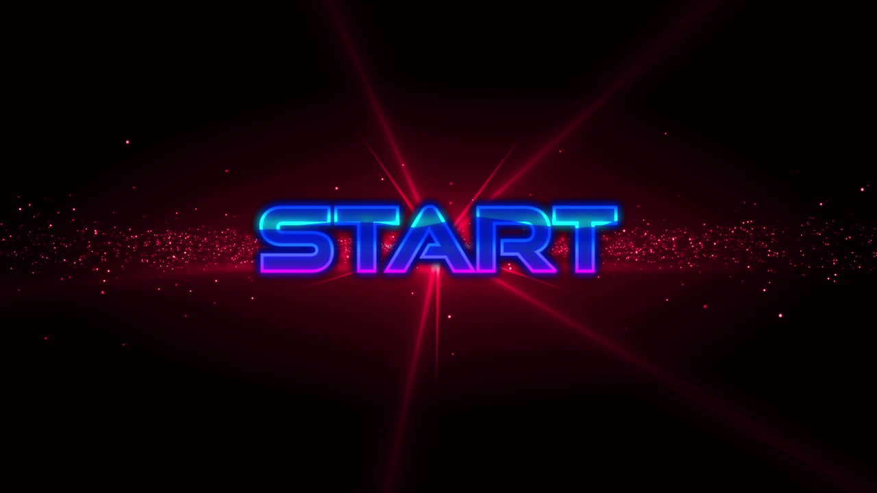 Animation of start text over red light and wave