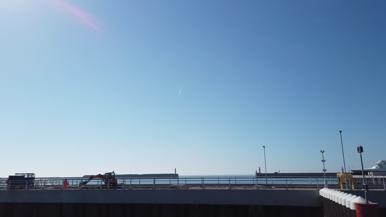 Dover harbour works being carried out at the end of the new pier development