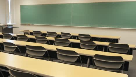 empty college classroom waiting for campus tour group
