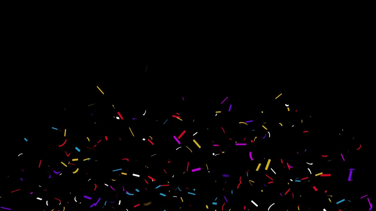 confeti realista disparo popper explosiones cayendo animación de pantalla verde negra.