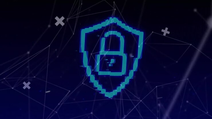 Digital online security blue padlock
