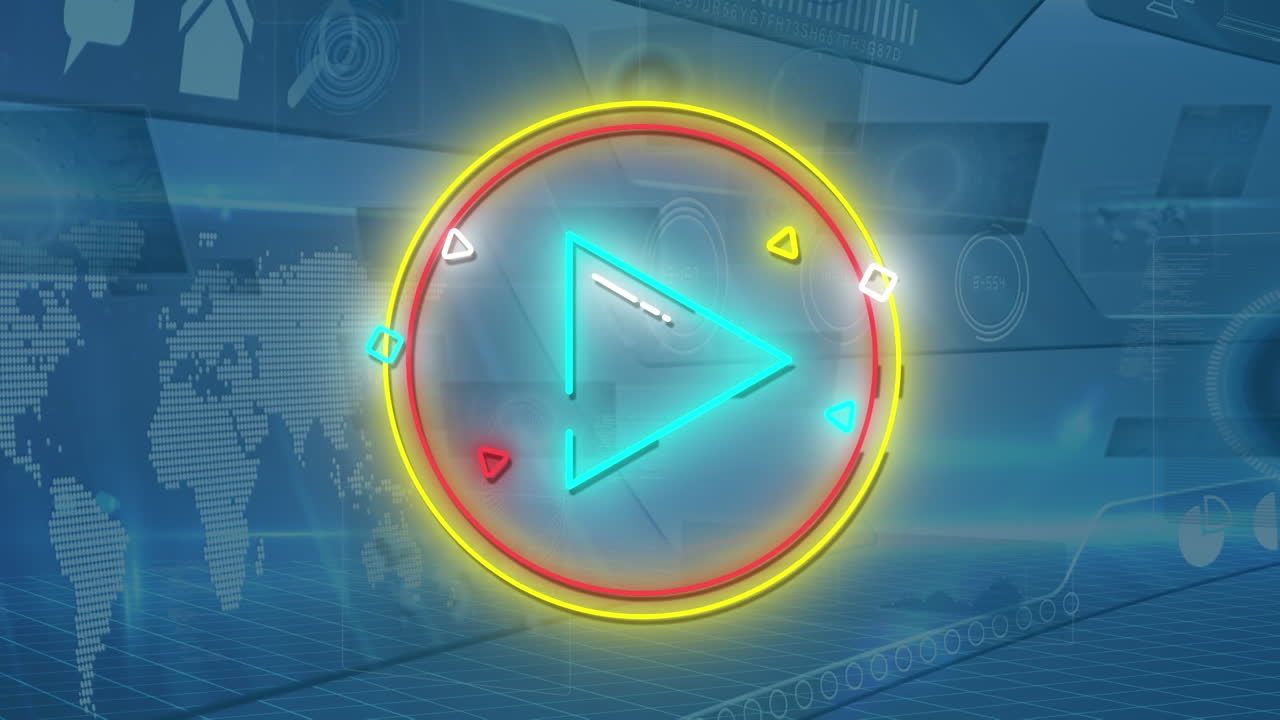 animación de la flecha de neón sobre el procesamiento de datos