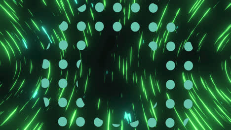 animation of green dots over black space with green lights moving fast