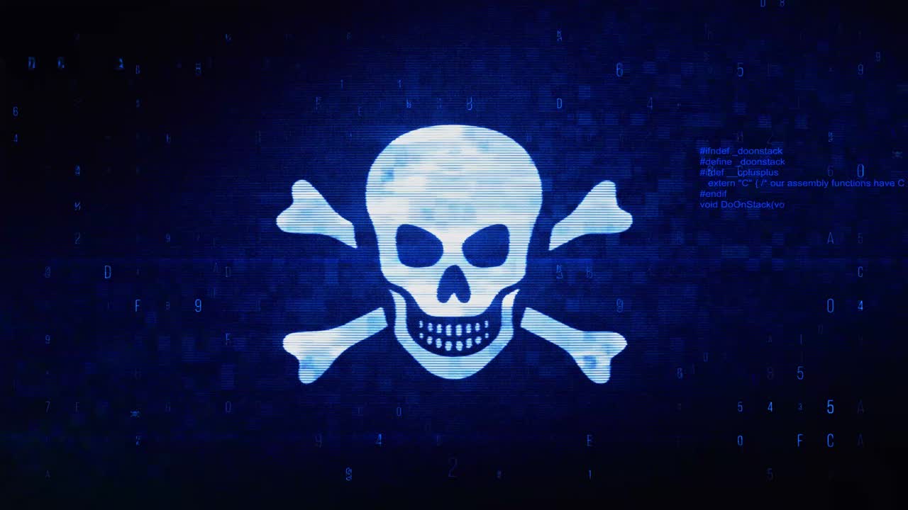 Digital Skull and Crossbones Warning