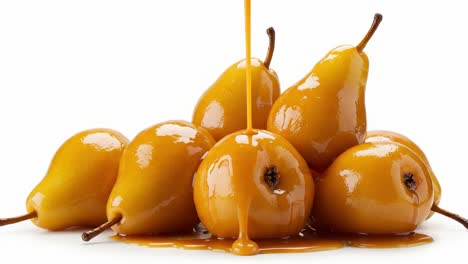 golden pears with caramel drizzle