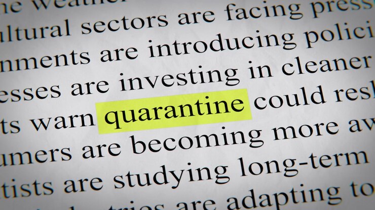 Minimal cinematic of quarantine text animation designed for documentary, economic, technology, and news-related storytelling.