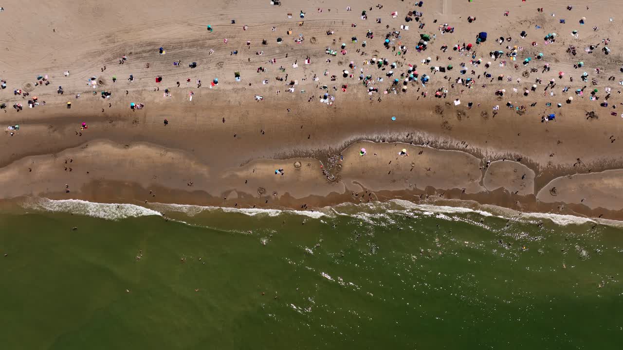 사람들은 해변에서 뜨거운 여름 날을 즐기고, scheveningen, den haag