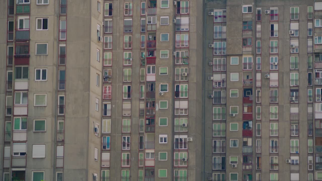 Close-up of a large apartment building
