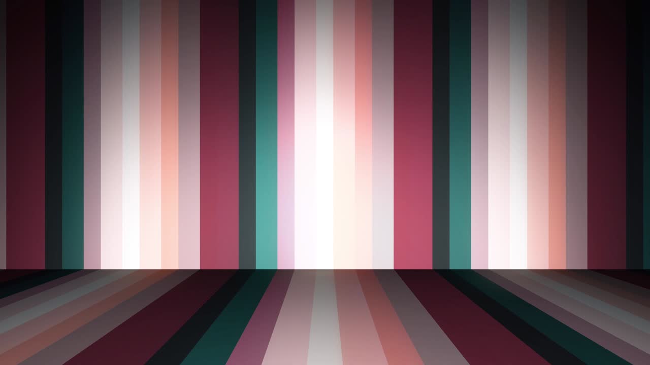 Vertical colorful stripes refract and form right angle, seamless loop. Animation. Abstract parallel wide lines of many different colors