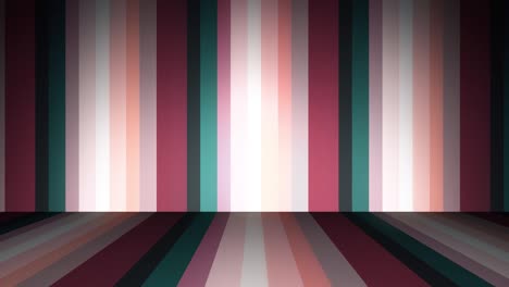 las rayas verticales de colores se refractan y forman un ángulo recto, un bucle sin costuras. animación. líneas paralelas abstractas anchas de muchos colores diferentes