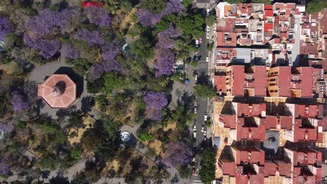 Overhead-Shot-Of-Distinctive-Morisco-Kiosk,-Santa-MarÃ­a-la-Ribera,-Mexico-City