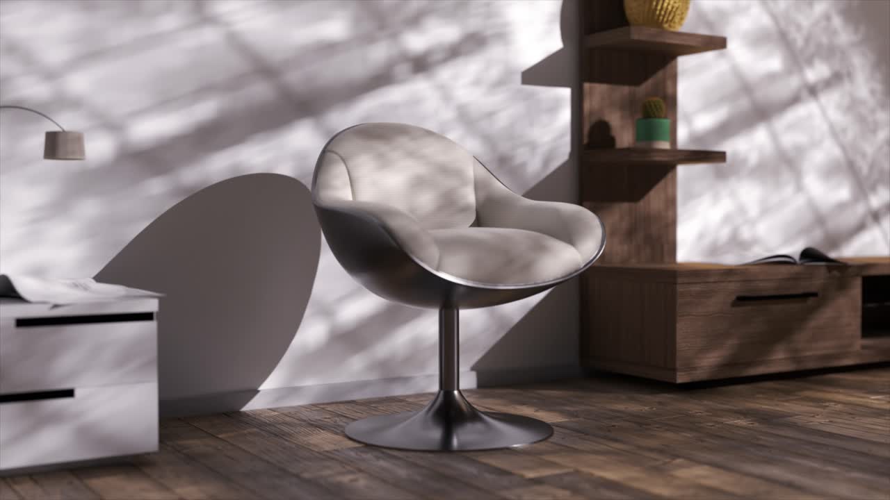 Red Velvet Chair in Modern Living Room