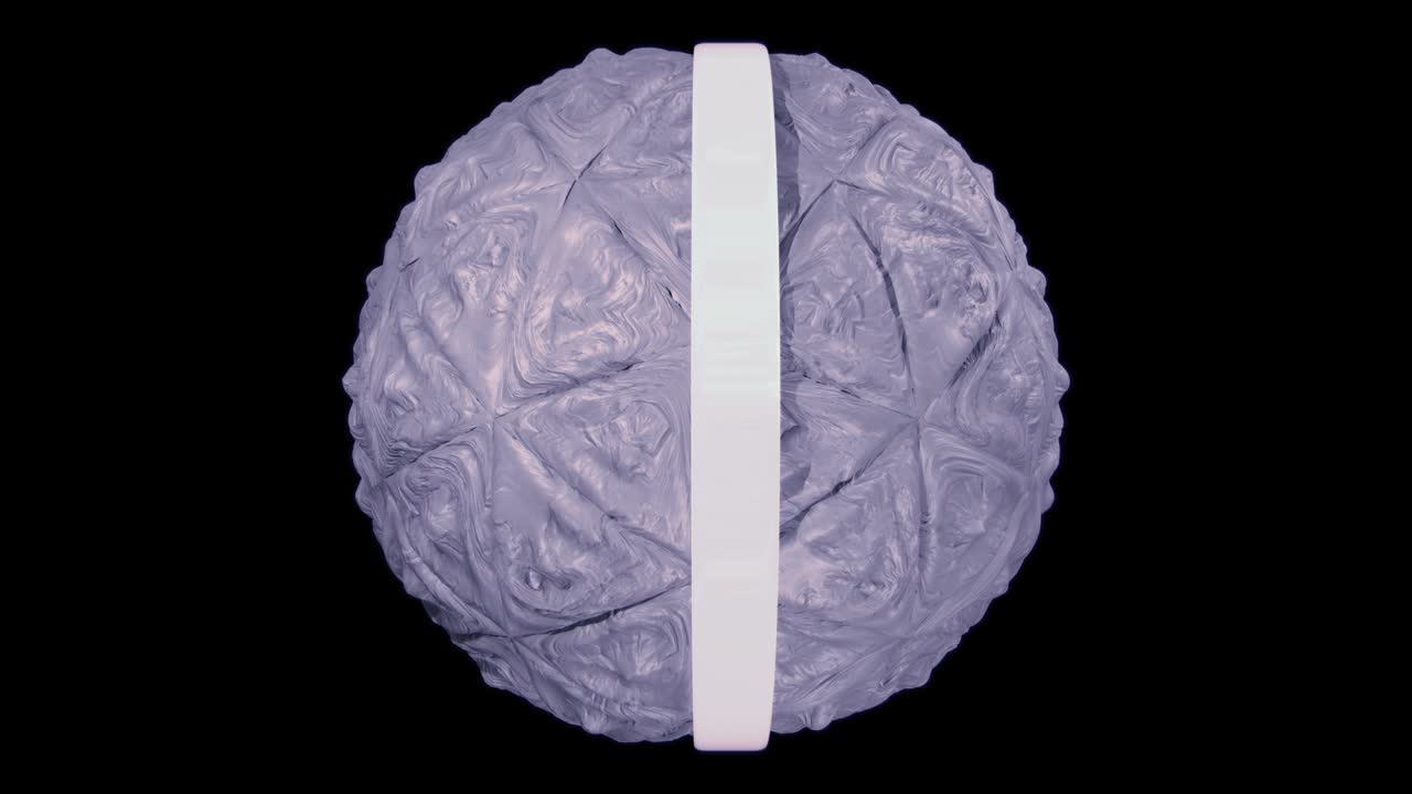 Futuristic geometric ball deformed by neon orbit. Neon orbit moving around the slime organic sphere. Seamless pattern with alpha channel.