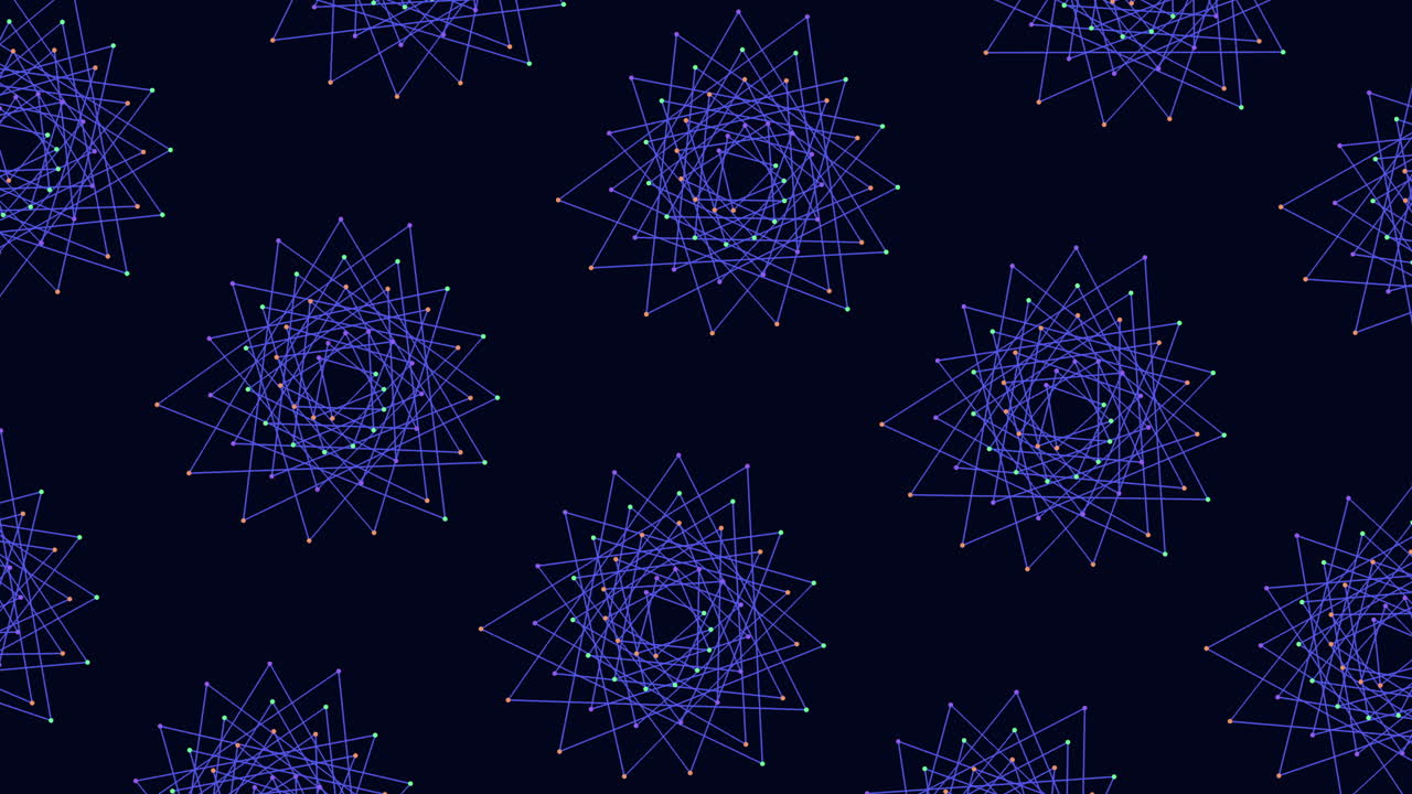 파란 선과 빨간 점의 원형 패턴