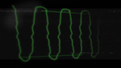 animación de ondas múltiples verdes brillantes con fallo en la pantalla negra en el fondo