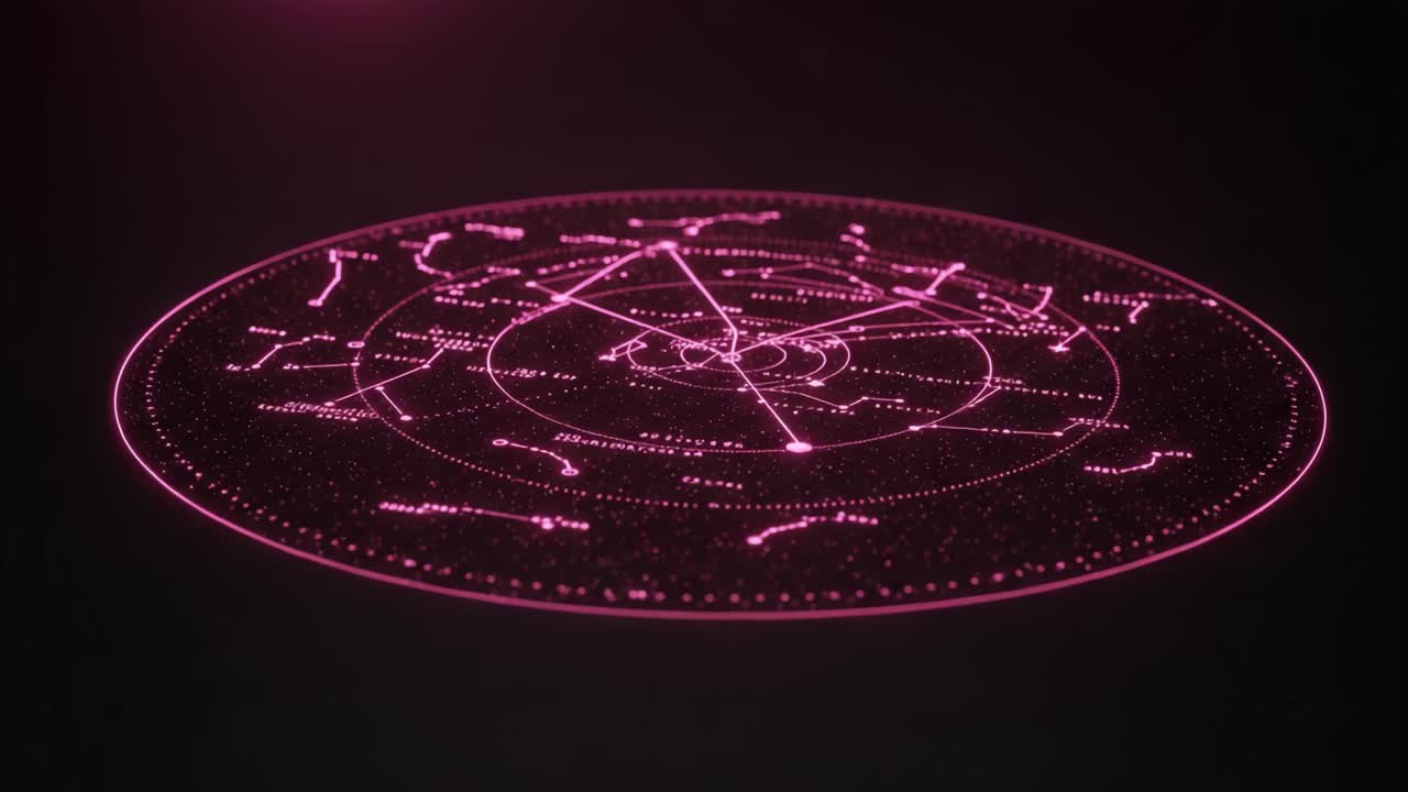 A Stunning Visualization of Celestial Patterns and Constellations in Neon Pink Light, Showcasing the Intricate Design of Cosmic Entities and Stellar Alignments